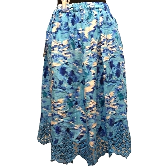 Tanzara blue and white skirt with lace hem size L - Picture 2 of 9